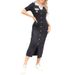 Women's Clothing Skirt Contrast Color Polo Collar Single Breasted Long Skirt Slim Fit Knitted Dress_ecoleips.com