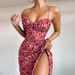 2026 Spring New Women's Sexy Fashion Printed Lace-Up Split Suspender Dress_ecoleips.com