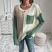 girl 2025 Autumn Winter New European And American Style Pullover Knitted Long Sleeve Loose Color Block Cable Knit Sweater_ecoleips.com