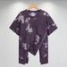 Women's Street Style Irregular Diagonal Zipper Printed Knit Top Short Sleeve Hollowed Out Design Trendy Summer_ecoleips.com