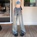 American Retro Distressed Wide-leg Pants With A Vintage Look, New Spring-summer High-waisted Loose Slimming Floor-length_ecoleips.com