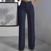 New Women's High-Waisted Straight Leg Suit Pants American Style Simple Design_ecoleips.com