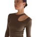 2025 Hot-Selling High-End Autumn/Winter Sexy Hollow-Out T-Shirt For Women With Irregular Collar, Long-Sleeve Base Shirt_ecoleips.com