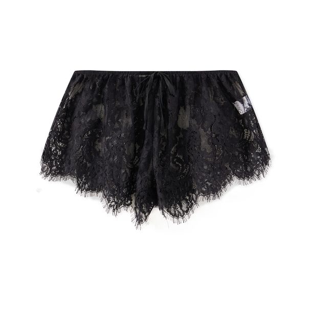 hirigin Women’s Solid Color Lace See Through Shorts Casual Elastic Waist Wide Leg Lingerie Shorts Summer Lounge Bottoms_ecoleips.com