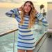 Women's Sexy Striped Knit Backless Flared Long Sleeve Bodycon Midi Dress – Fall Winter Club Gown_ecoleips.com