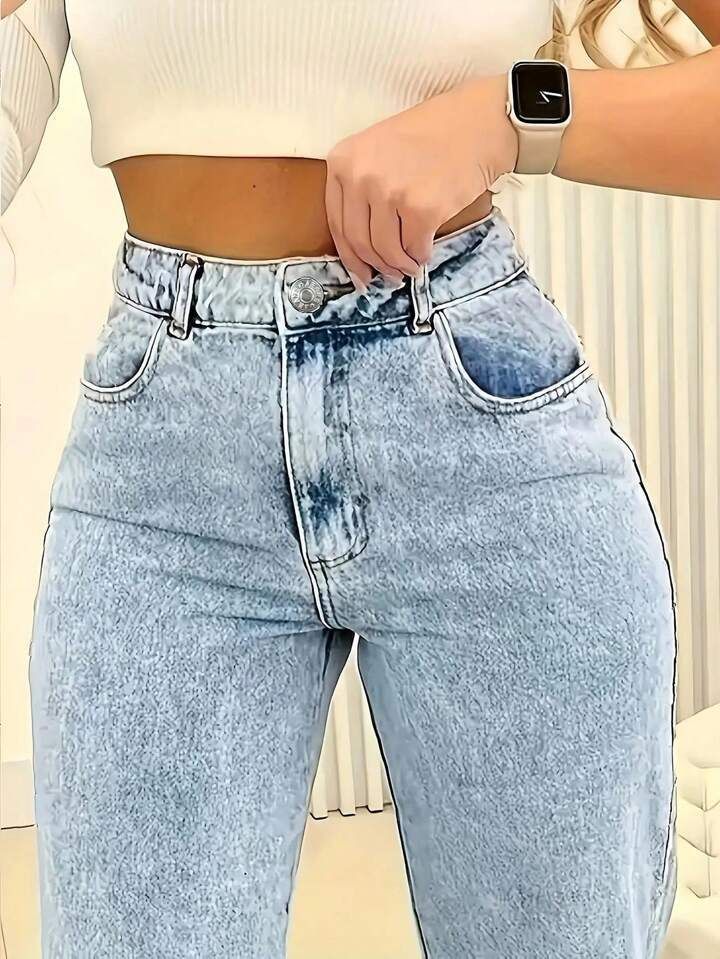 Women's High-Quality Straight Casual Jeans Autumn Trend European American Style Cotton Denim Spring Office Lady Street Style_ecoleips.com