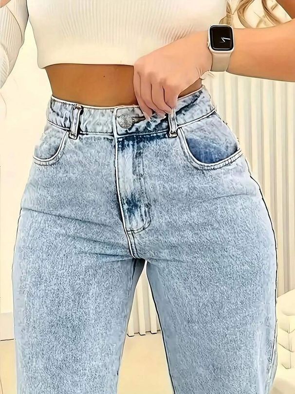 Women's High-Quality Straight Casual Jeans Autumn Trend European American Style Cotton Denim Spring Office Lady Street Style_ecoleips.com