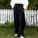 Women's Slimming Straight Leg Casual Trousers Irregular Patchwork Black Suit Pants American Style Design Summer Polyamide_ecoleips.com