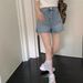 Women's High-waisted Slimming Denim Shorts, 2024 New A-line Loose Ultra-short Hot Pants For Outerwear_ecoleips.com