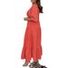 Women's Clothing Summer New Solid Color Hollow U Neck Puff Sleeve Dress Women's Clothing_ecoleips.com