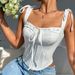 Women's Slim Fit Fishbone Camisole Sexy Hot Girl Square Neck Beautiful Back Top With Bow Tie New Style_ecoleips.com