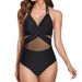 Women's One-Piece Swimsuit – Sexy Mesh Panel Monokini With Built-In Bra (S-XXL, 7 Colors) – Quick-Dry & Tummy Control_ecoleips.com