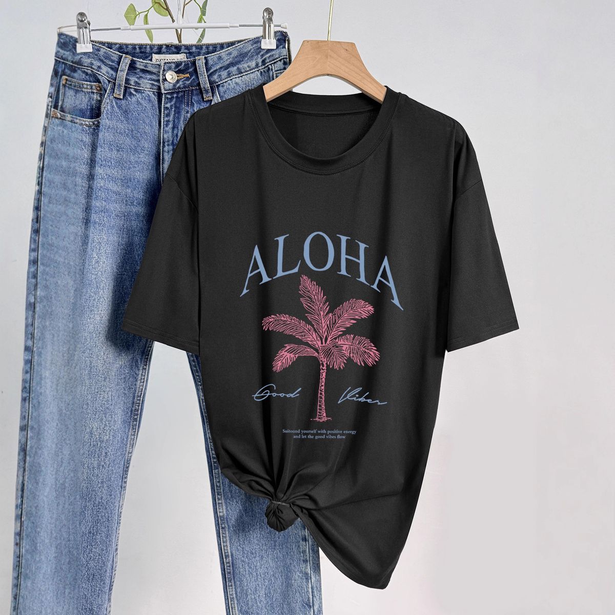 Women's Casual Sports Top American Style Multi Color Round Neck Short Sleeve Simple Fashionable Solid Loose Printed T-Shirt_ecoleips.com