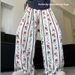 Women's Heavyweight Summer Digital Print Straight Leg Pants Casual Oversized Trendy Sports Wear_ecoleips.com