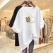 Women's Clothing Summer New Cartoon Short Sleeved T Shirt Women's Mid Length Top Korean Version Large Size Half Sleeved Loose Student Trend Ins_ecoleips.com