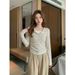 Tredy Fashioable Striped Log-sleeve T-shirt Wome, Korea Retro Style, Two-piece Base Shirt For Sprig Ad_ecoleips.com