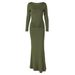 Women's Slim Pleated Round Neck Long Sleeve Dress American Style Hot Selling Autumn Fashion Temperament Clothing_ecoleips.com
