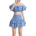Cross-border Ready-to-ship Style Off-shoulder Short Top + Bodycon Layered Skirt Women's Summer Seaside Vacation_ecoleips.com