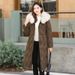 Women's Clothing Winter Long Hooded Coat With Faux Fur Trim, Slim Fit Warm Padded Jacket For Casual & Office Wear (Black, Khaki, Brown, White)_ecoleips.com