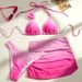 Women's Clothing Three Piece Bikini Set Swimwear With Cross Hair Ribbon Gradient Color Apron Sexy Vacation Look_ecoleips.com