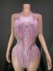 Women's Clothing Halter Neck Tassel Diamond Sleeveless Halter Neck Jumpsuit Dance Performance Clothes_ecoleips.com