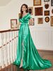 Women's Clothing V Neck Elegant Tail One Line Collar Long Slit Long Banquet Dress Skirt_ecoleips.com