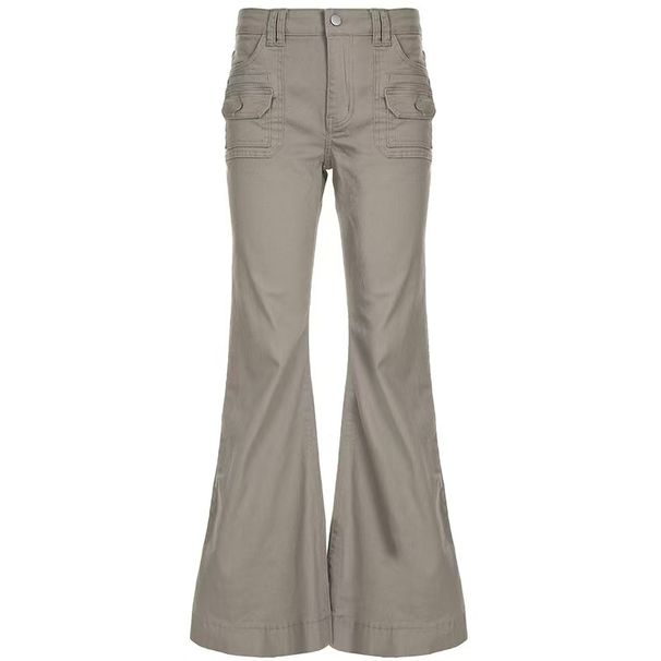 K European And American Retro Flare Low-Waisted Workwear Micro Flare Jeans For Women, Slim Fit, Leg-Lengthening, Slimming, Casual Long Pants_ecoleips.com
