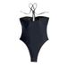 Women's Clothing Solid Color Halter Neck One Piece Bikini Sexy Slimming Cutout Swimsuit For Women Hot Beach Girl_ecoleips.com