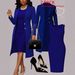 Plus Size Elegant Two Piece Suit Set Blazer And Fitted Sleeveless Dress Solid Color Spring/Autumn Wear_ecoleips.com