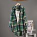 New Cross-border Cotton-linen For Women, Long Plaid Thin Coat, Sun Protection Shirt, Spring And Autumn Swallowtail Top,_ecoleips.com