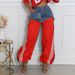 Women's Clothing Fashion Street Stitching Design Striped Bar Retro Drawstring Jeans_ecoleips.com