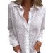 Ladies' Shirts Spring And Summer Hollow Printing Loose Button Grid Fashion Tops Women's Shirts_ecoleips.com
