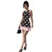 Bow-Printed Sleeveless Knit Dress – Slim-Fit Polyester Bodycon Dress With Jacquard Detailing (High Neck, Knee-Length, S-L, Elegant & Feminine)_ecoleips.com