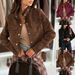 Stylish Suede Zip-Up Jacket - Soft Faux Leather Outerwear With Long Sleeves, Classic Fit, Versatile For Casual & Office Wear (Black, Brown, Burgundy)_ecoleips.com