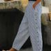 Women's Clothing Women's Printed Striped Cropped Pants Buttoned Elastic Waist Fashion For Formal & Casual For Women_ecoleips.com