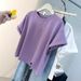 Women's Summer Casual Loose Fit Cotton T-Shirt With Split Hem - Korean Style Basic Tee For Everyday Wear_ecoleips.com