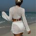 Women’S 4-Piece Solid Color Bikini Set – Sexy High-Waisted Swimwear With Cover-Up & Headband – Summer Beach Vacation Essentials_ecoleips.com