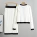 Women's haute couture French socialite knit suit slim coat skirt two-piece set_ecoleips.com