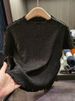 Women's Clothing Retro Auspicious Cloud Embossed Pleated Tops Wooden Ear Edge Round Neck Short Sleeves For Commuting All Match T Shirt_ecoleips.com