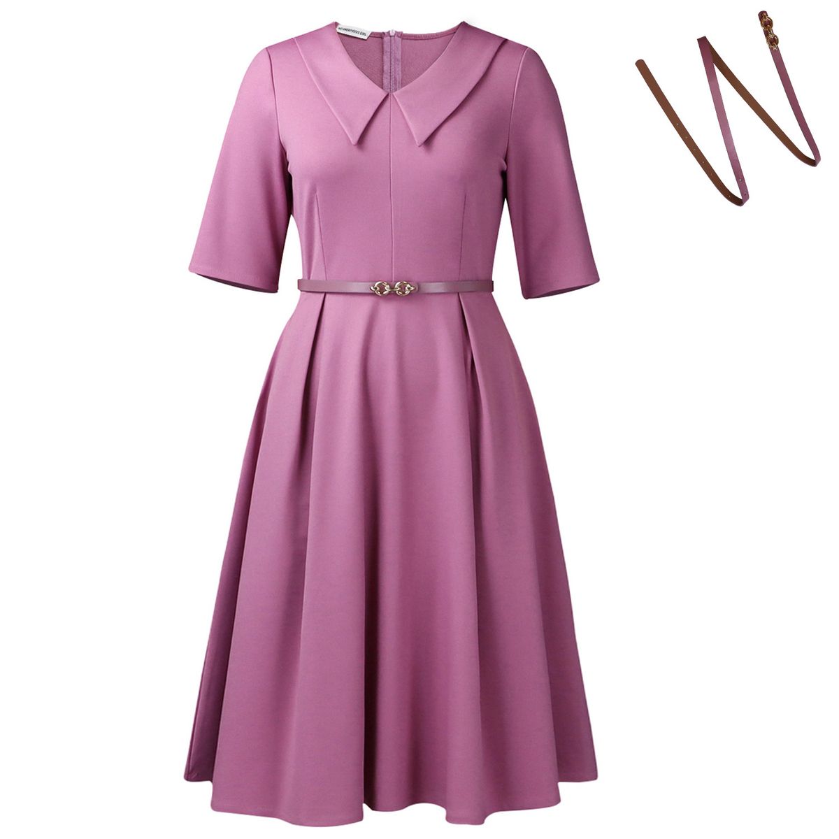 Women's Elegant Solid Color Three Quarter Sleeve Dress D3335 Foreign Trade Clothing European American Fashion Independent_ecoleips.com