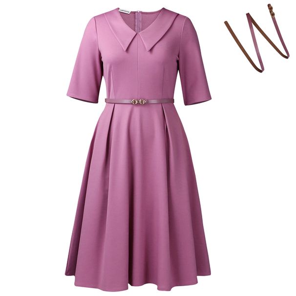 Women's Elegant Solid Color Three Quarter Sleeve Dress D3335 Foreign Trade Clothing European American Fashion Independent_ecoleips.com