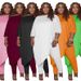 Plus-Size Women's Casual Pants Set - Stylish Two-Piece Outfit With Batwing Sleeves, Stretchy Polyester-Spandex Blend For Comfort & Confidence_ecoleips.com