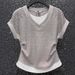 Women's Clothing Short Sleeved Ladies T Shirt Fashionable Age Reducing Slim Light Luxury Heavy Hot Diamond V Neck Top_ecoleips.com