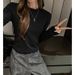 Korean Style Women's Long Sleeve Top Round Neck Base Layer Lace Patchwork Straight Shoulder T-Shirt For Spring Autumn_ecoleips.com