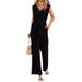 Women's Elegant Foreign Trade V-neck Wide-leg Bodysuit Sleeveless Belt Jumpsuit Women_ecoleips.com