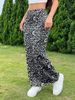 Women's High-Waisted Midi Skirt Leopard Print Knit Knee-Length Fitted Spring New Arrival_ecoleips.com