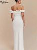 Hugcitar Women Elegant Slash Neck Ruched Sleeveless Lace Up Solid Sexy Maxi Prom Dress Summer Clothes Wedding Party Festival Y2K_ecoleips.com