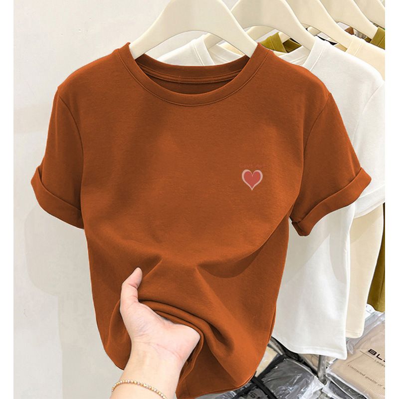 Pink Off-Shoulder Pure Cotton T-Shirt Short-Sleeved Unique Design Fashionable Versatile Thick Base Layer Summer Top Women's Clothing_ecoleips.com