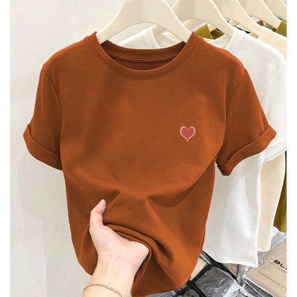 Pink Off-Shoulder Pure Cotton T-Shirt Short-Sleeved Unique Design Fashionable Versatile Thick Base Layer Summer Top Women's Clothing_ecoleips.com