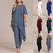 Women's Casual Off-Shoulder Top And Trousers Set Irregular Batwing Sleeve Elegant Two-Piece Commuter Outfit_ecoleips.com